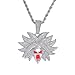 JIUFACAI Einstein Maske Puppe Anhänger Halskette Schmuck Unisex Zirkonia Blase Schmuck Halsketten Hip Hop Iced Out Kette Strass Kristall Überzogen Mit 24" Edelstahl Seil Kette Geschenke Für Männer Fra