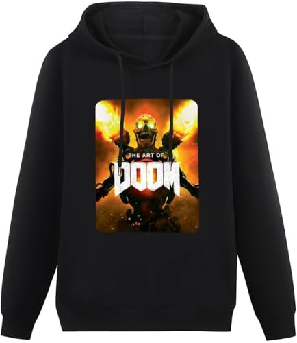 Doom 2016 video game art black printing graphic mens sweatshirts unisex hooded size l