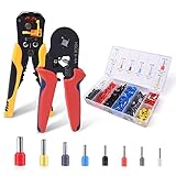 WOLFWILL Crimpzangen Aderendhülsen Set, Crimpwerkzeug Abisolierwerkzeugsatz mit 1200-teiligen Drahtklemmen-Crimpverbindern und Kabelschuhe