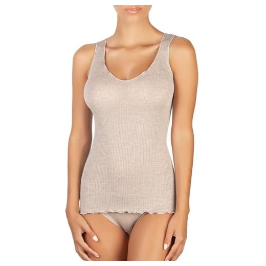 EGI Luxuriöses Tanktop aus Wolle und Seide, V-Ausschnitt, hergestellt in Italien, Art.1492, Noce, Small/Medium