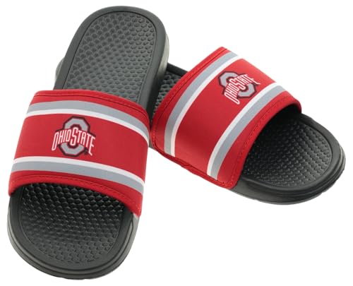 Image of FOCO NCAA Printed Team Logo and Color Stripes Comfortable Slide Sandals