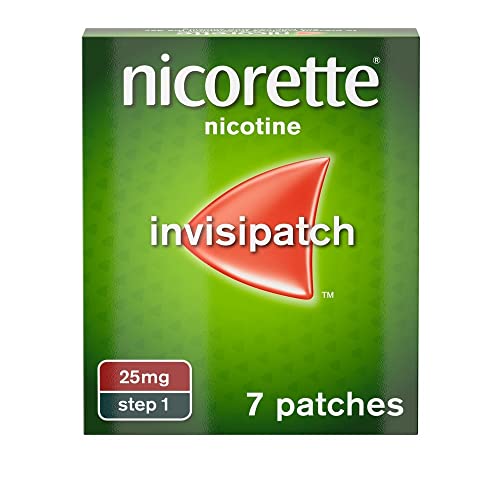 Nicorette Invisi 25mg Patch, Step 1, (7 Patches), Nicotine Patches for Smoking Cessation, Discreet and Convenient Help to Stop Smoking For Good, For those who smoke 10 or more cigarettes a day