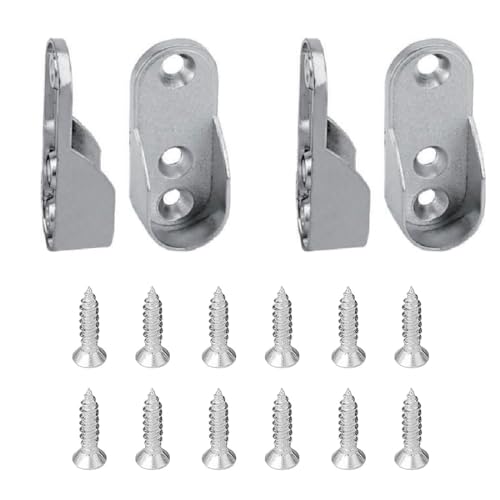 Tadipri Soportes Ovalados de Extremo de Riel, 4 Piezas Soportes de Riel de Brida Armario Soporte Barra Ropa para Armario Baño Ducha Cocina Barra Colgante Viene con 12 Tornillos