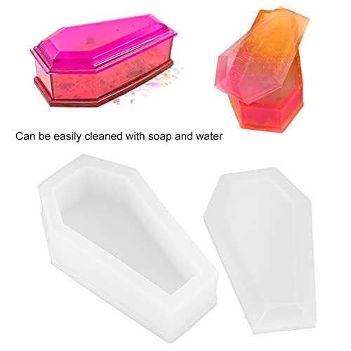 Halloween Resin Silicone Mould, Coffin Zombie Dark Mirror Storage Box Epoxy Mould for DIY, White - Image 3