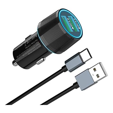 Samsung Car Charger Adaptor, 30W/6A QC 3.0 Dual Port Fast USB C Car Charger Adapter USB C Cable for Samsung Galaxy S20/S20 Ultra/S10/S9/S8, Note 10/9/8, Xiaomi, HTC, Sony, LG Motorola Cover