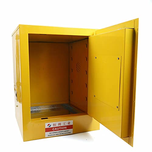 12 Gallon Safety Fireproof Flammable Chemicals Storage Cabinet Leak-Proof Bins Standard Safety Cabinet,Storage Cabinets,With Keys,One Adjustable Shelf,Yellow #TOP2