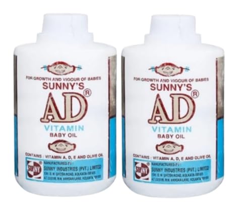 Image of AD Vitamin Baby Oil with Vitamins A, D, E and Olive Oil, 340ml Pack of 2