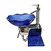 Renovators Supply Manufacturing Small Sink 23.25 in. Blue Small Bathroom Sink with Chrome Faucet, Pop Up Drain and Towel Bar, Wall Hung Vessel Sinks for Bathrooms