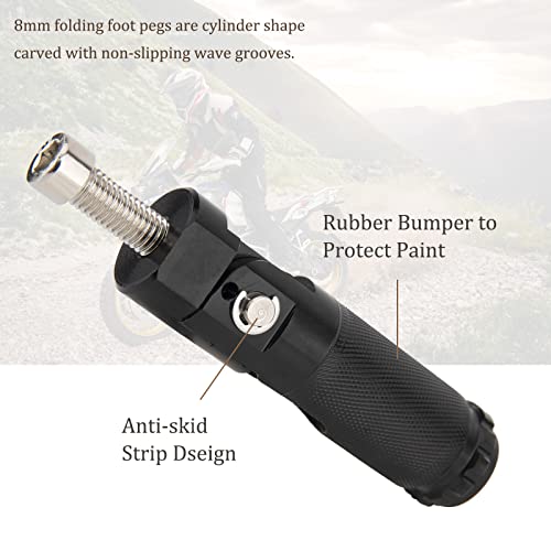 Motorcycle Foot Peg Universal, 8Mm Folding Foot Pegs, 8Mm Install Bolts Cnc Universal Motorcycle Folding Rearsets Footrest Footpegs Foot Pegs Pedal #TOP3