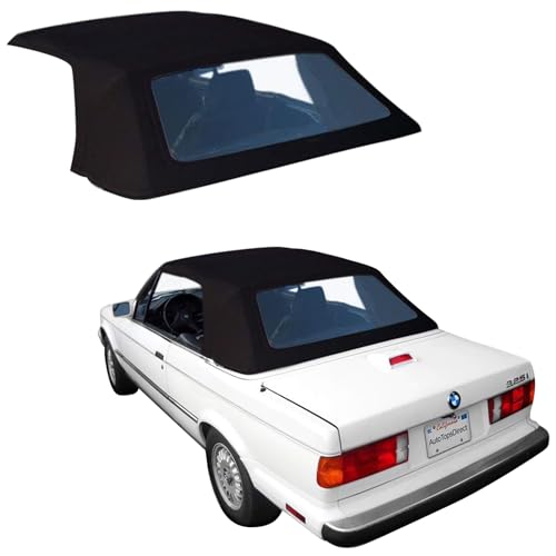 Sierra Auto Tops & Seats Convertible Top for 1987-1993 BMW 3 Series - Black, Cloth, Canvas - Convertible Top Replacement with Plastic Window - BMW E30 Convertible Top, Complete Soft Top