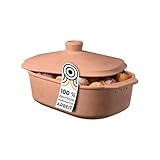myromy Brot-Frische-Topf – moderner Brottopf & Brotkasten aus Keramik Natur-Ton - atmungsaktiv & gegen Schimmel - Brotkorb & Brotbehälter auch für Gemüse & zur Aufbewahrung – Handmade in Germany