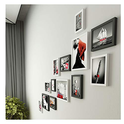 Ensemble de mur multi cadres photo bois noir pour composition escalier