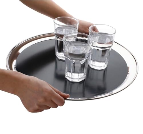 DEL Space Home, Round Stainless Steel Serving Tray 36 cm, Elegant Drinks Tray with Easy Grip Edge, Ideal for Parties Bars - Image 4