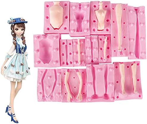 7 Packs Dolls Body Leg Arm Model Man Lady Girl Child Body Silicone Fondant Molds Aromatherapy Plaster Clay Mold Chocolate Biscuit Sugar Craft Mould DIY Cake Decorating Supplies Baking Tools