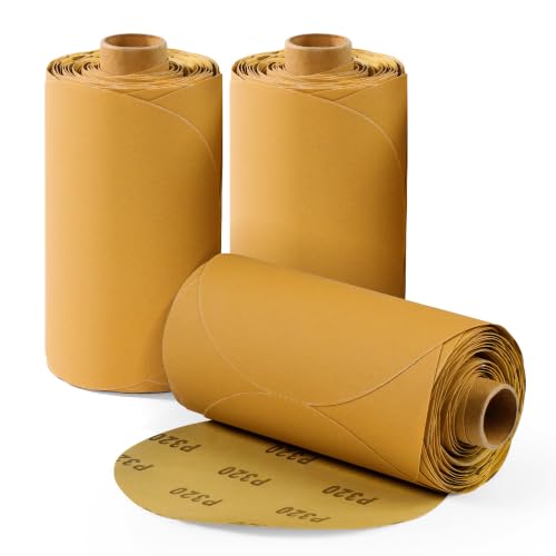 S SATC 300 PCS 6 Inch PSA Sanding Discs 320 Grit Gold Aluminum Oxide Self-Adhesive Sandpaper for Random Orbital Sanders Sticky-Back Sanding Paper for Automotive Metal Wood