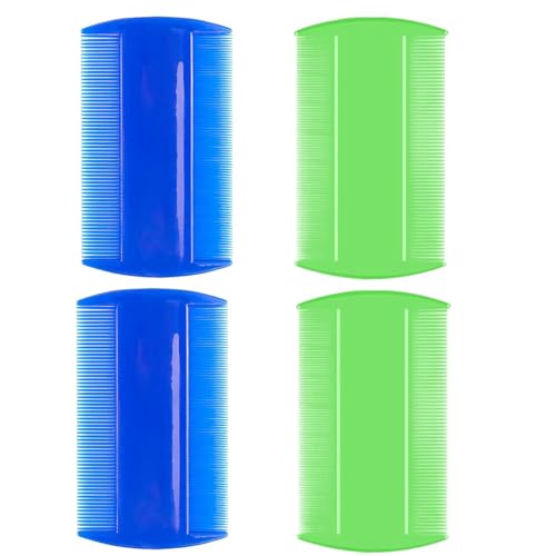 Peines para piojos, 4 peines Mascotas peines de Doble Cara Nit peine para liendres duradero de doble cara para piojos, peine para piojos de dientes finos para niños, adultos, mascotas.