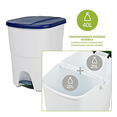 Image of Denox DEN106 Eco Pedalbin 40 litres, Blue, 393 x 352 x 470 mm