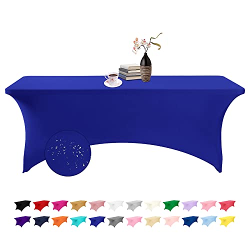 eccwai Spandex 8ft Waterproof Table Cover for Party,Wedding, Banquet, and Events(Royal Blue)