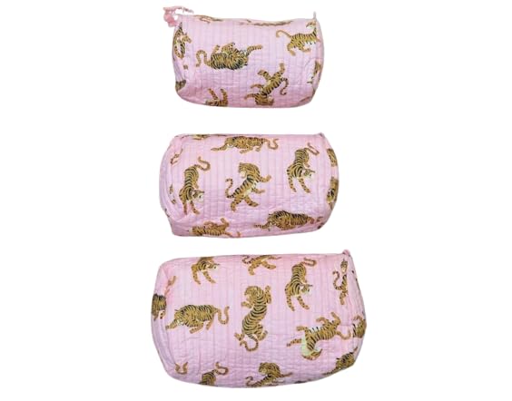 INDACORIFY 100% Cotton Block Print Cosmetic Toiletry Bags Boho Beauty Toiletry Kits Travel Case Pouch for Women's Printed Cotton Tote Bag (Pattern- 5)