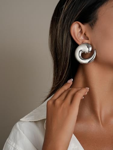 Statement Earrings for Women Chunky Gold Earrings Big Spiral Earrings Large Swirl Earrings Geometric Trendy Earrings Fashion Jewelry Gifts3