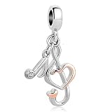 ZakiaHo Heart Love Music Notes Symbol Charms for Bracelets Rose Gold Plated Dangle Charm Beads Compa