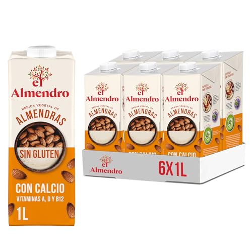 El Almendro – Pack de 6 Unidades de Bebidas vegetales de Almendras con calcio vitaminas a,d y b12, apto veganos sin gluten, 1 L