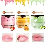 Asheyya 3 PCS Honey Lip Balm, Beebalm Uk Lips with Stick for Moisturizing Prevent Dry Cracked Lip (Honey+Strawberry+Apple Lime)