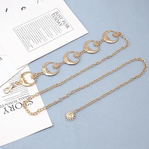 Fashion Moon Sun Metal Belts Women Vintage Waist Chain Pendant Waist Belts Dress Jeans Belts4