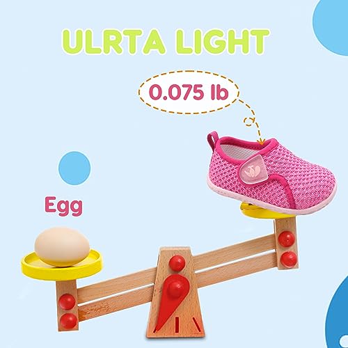 FEETCITY Toddler Shoes Baby Sneakers Boys Girls First Walking Shoes Newborn Crib Shoe Rose Red
