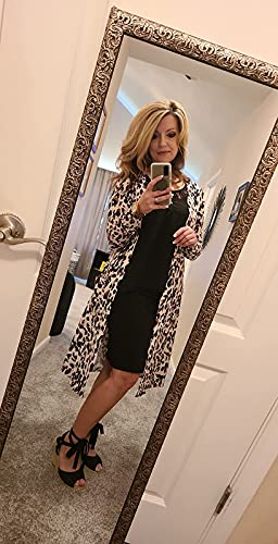 Image of Womens Leopard Print Cardigan Lightweight Long Sleeve Open Front Fall Cardigans S-XXL