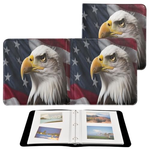 Álbum de Fotos Autoadhesivo Scrapbook con Diseño de Bandera Americana y Águila Calva, 3 Anillas, 40 Páginas, 8x10 para Recuerdos miniatura 2