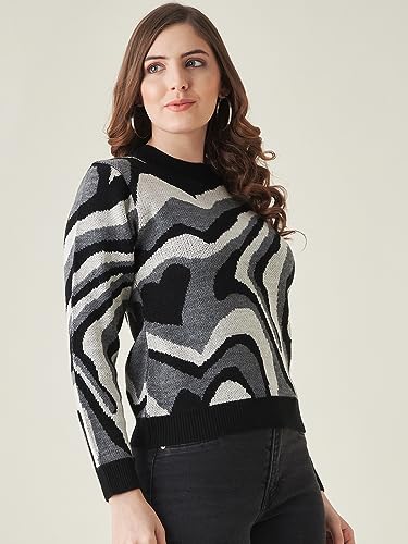 Image of Modeve Animal Print Round Neck Casual Women Sweater||Winterwear||