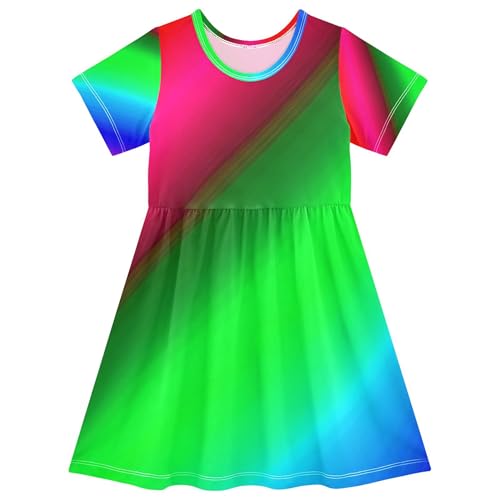 Abstract Vibrant Rainbow Colors Toddler Girls' Dresses 2t Summer Outfits Kids Spring Clothes Little Girl Dress