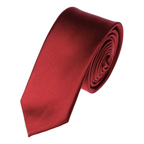 NYFASHION101 Men's Solid Color 2" Skinny Tie, Crimson Cover