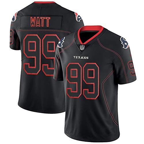 Camiseta de rugby para hombre 99 # J.J. Watt Texans, camisetas de fútbol americano Camiseta Camiseta con bordado superior Camiseta deportiva corta para estudiantes universitarios Camisetas de secado