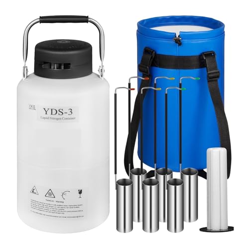 Contenedor de nitrógeno líquido 3 l, tanque aleación aluminio, contenedor criogénico estático, con 6 botes y bolsa transporte Para principiantes bricolaje