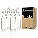 YEBODA Clear Glass Bottles with Stopper For Home Brewing Beer Kombucha Kefir & Airtight Silicone Seal 32 oz(4 Set)