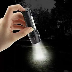 Adima Pocket Size Mini Aluminum LED Flashlight Small Portable Lamp Pocket Torch for Camping, Fishing (Black, Multicolour)