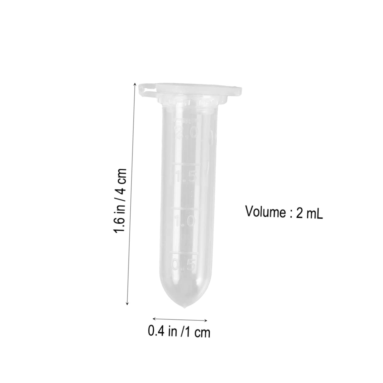 SOLUSTRE Tubo de Centrífuga de 2ml con Tapa Flexible y Escala Precisa, Base Redonda de Plástico Blanco, Suministros de Laboratorio para Muestras y Manualidades