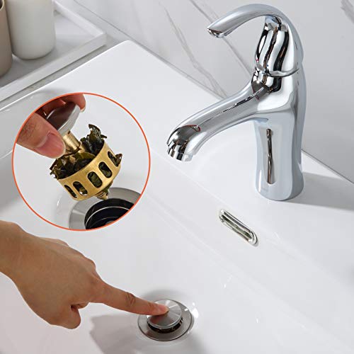 Pop Up Sink Drain Stopper For Bathroom Vessel Vanity Sink Art Basin Brushed Nickel,Small Cap With Overflow, Metal Pop Up Drain Strainer With Detachable Basket Stopper #TOP3