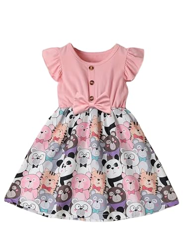 Image of Buy & Try Lycra Panda Printed Girls Frock Dress| Short Sleeve Frock for Kids.