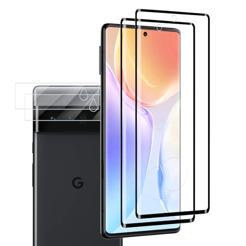 VideoSecu für Panzerglas für Google Pixel 6 Pro Schutzfolie mit Kameraschutz 2+2 Stück 9H Fingerabdruck-ID Bruchsicher Displayschutz HD Klar Anti-Kratzer Stoßfest Blasenfreie Installation