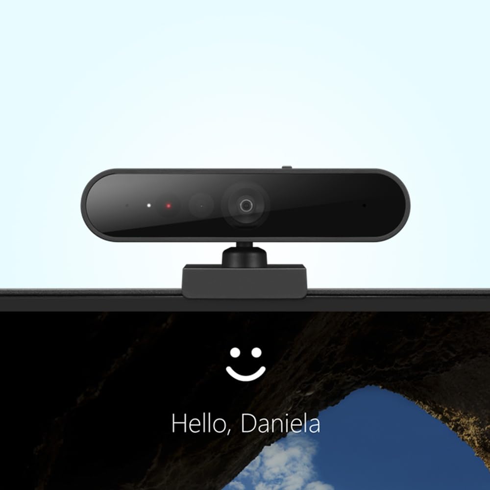 Lenovo FHD Webcam USB-C: Videocamera Full HD 1080P, Doppio Microfono Integrato per Videochiamate. Compatibile con Windows Hello 4.X. Include Cavo da 1.8 m, Privacy Shutter e Connessione Plug-and-Play