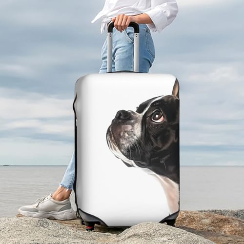 Black And White Boston Terrier Travel Luggage Covers - Elasticity Suitcase Covers Protector for Luggage 18-32 Inch 7