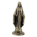 Zerodeko Estatua de María de Aleación de Zinc Vintage para Escritorio Decoración Religiosa Católica Ornamento Duradero y Detallado para Hogar y Oficina
