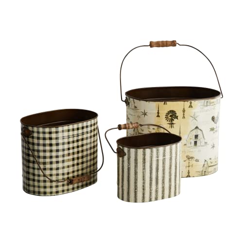 Creative Co-Op Set Of 3 Tin Buckets #TOP19