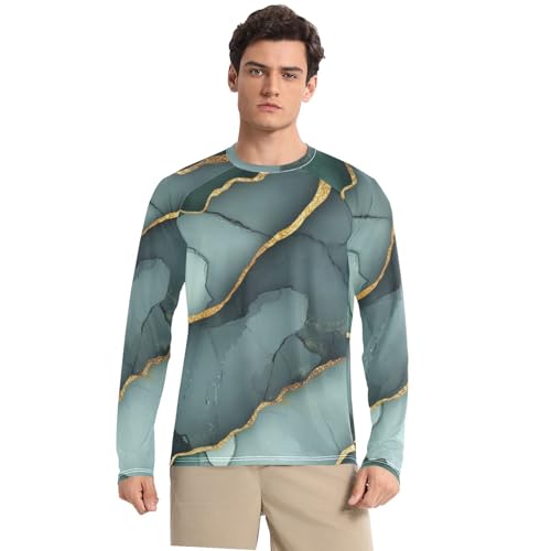 Marble Green Grey Long Sleeves UPF 50+ Comfortable Long Sleeve UV Sun Protection Long Sleeve Shirts Outdoors