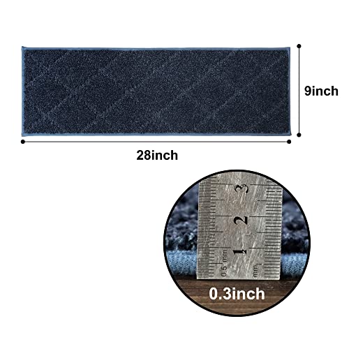 Cosy Homeer Edging Stair Treads Non-Slip Carpet Mat 28Inx9In Indoor Stair Runners For Wooden Steps, Edging Stair Rugs For Kids And Dogs, 100% Polyester Tpe Backing 10Pcs,Navy #TOP2