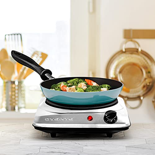 Image of OVENTE Countertop Infrared Single Burner,1000W Electric Hot Plate 7 inch Ceramic Glass Cooktop,5 Level Temperature Setting & Easy Clean Base,Compact Stove for Home Dorm Office,Silver BGI101S,(Pack of 6)