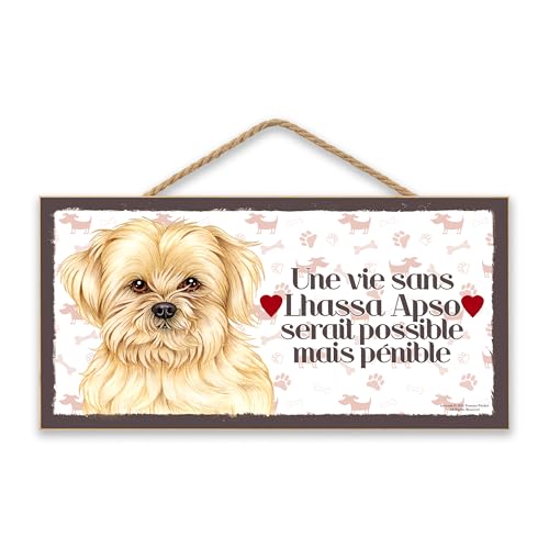LHASSA APSO (38) - Affiche Decoration Murale. Panneau Bois. Inscription avec votre animal préféré. Panneau Decoratif pour votre maison. Pancarte avec un...